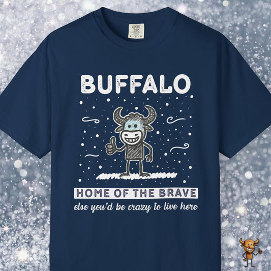 Home of the brave - happy buffalo crayon style