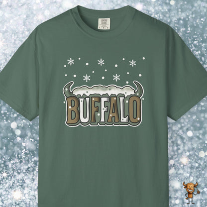 Snowcapped Buffalo word with buffalo horns
