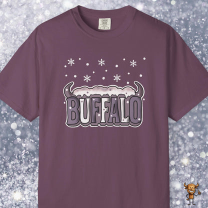 Snowcapped Buffalo word with buffalo horns
