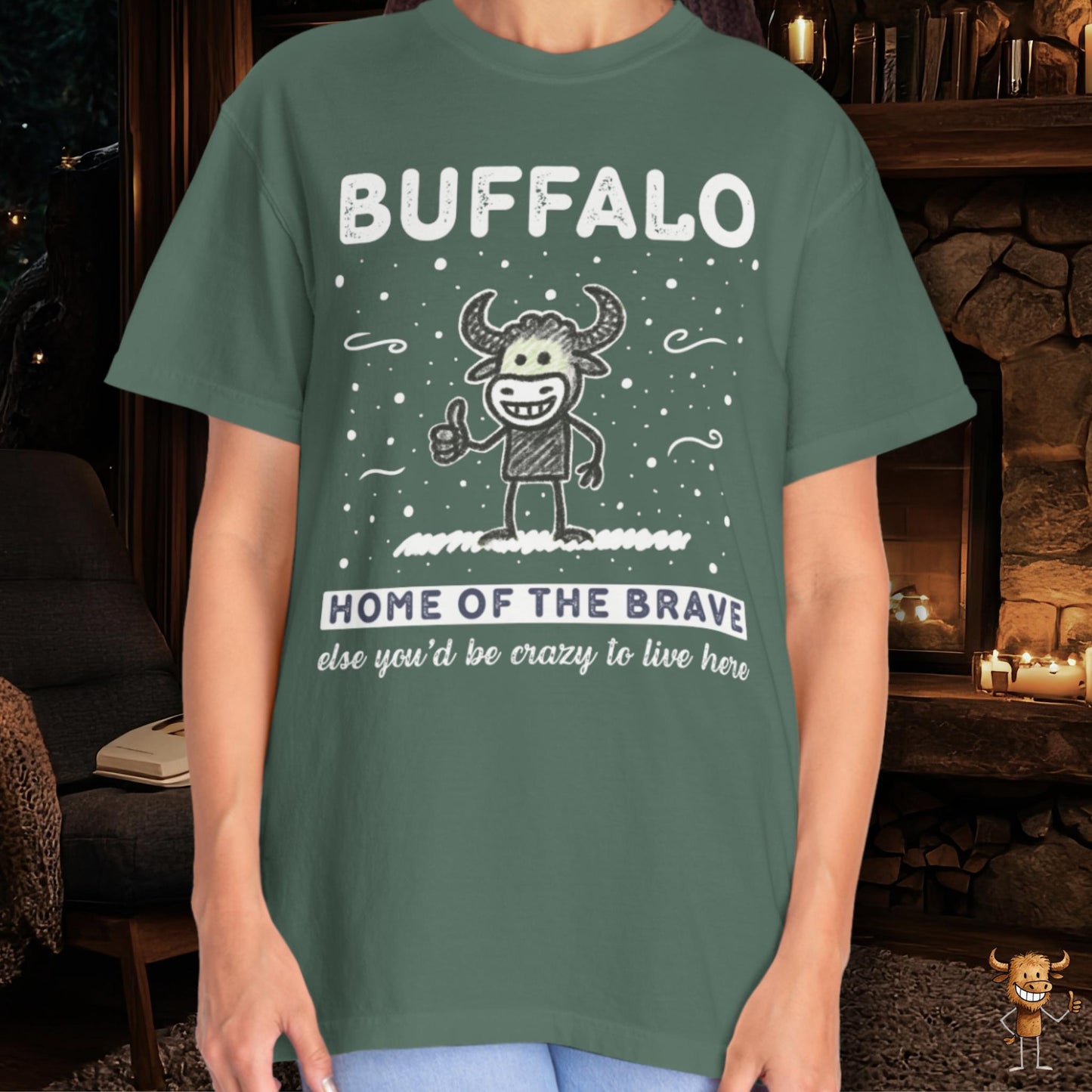 Home of the brave - happy buffalo crayon style