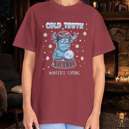 Cold truth - winter coming - sad buffalo