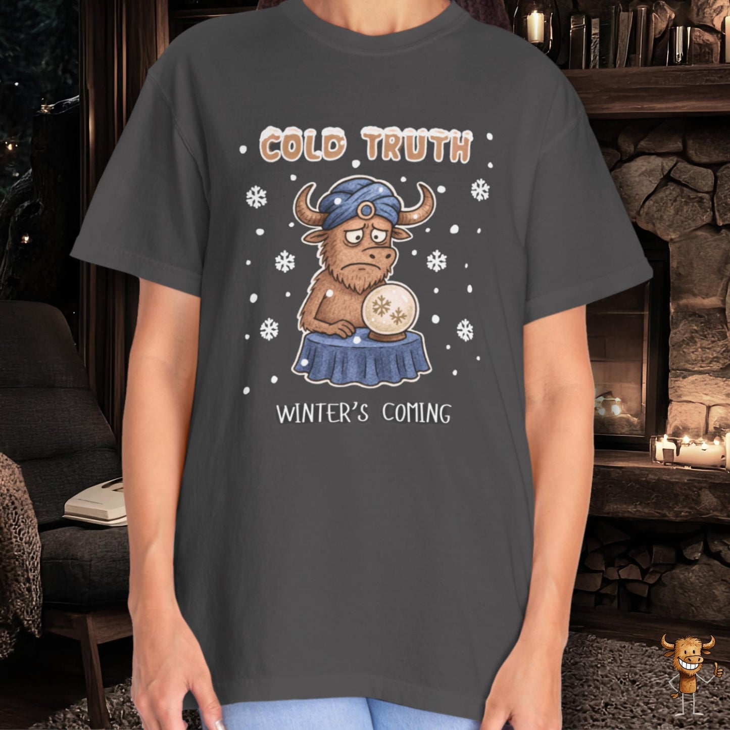 Cold truth - winter coming - sad buffalo