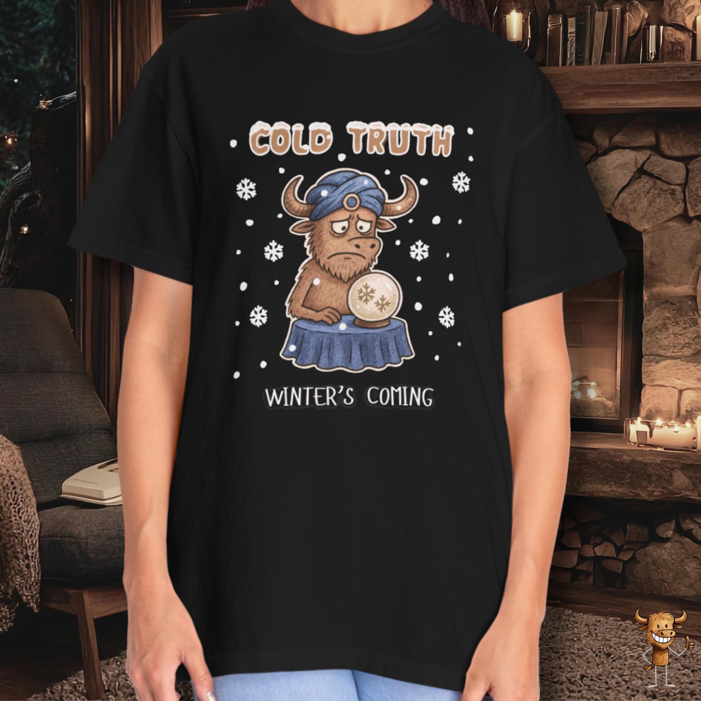 Cold truth - winter coming - sad buffalo